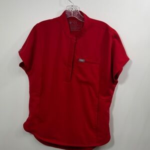 Figs Women’s Montex Mock Neck Red Scrub Top size small